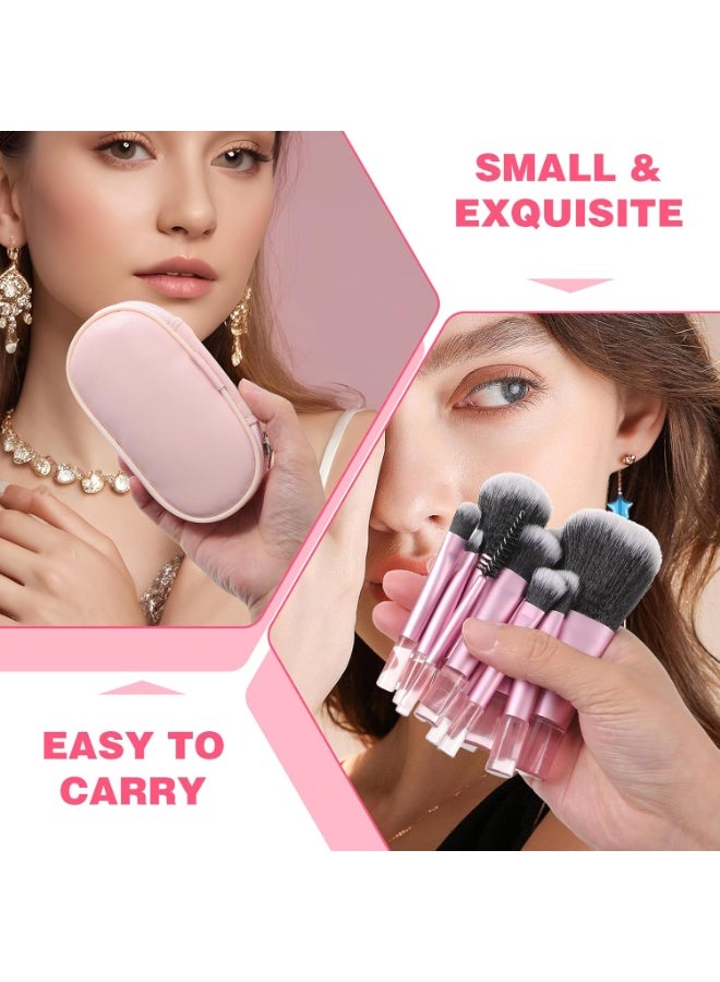 10 PCS Mini Travel Makeup Brushes Set, Pink Portable Full Complete Function Cosmetic Kit with Brush - Image 4